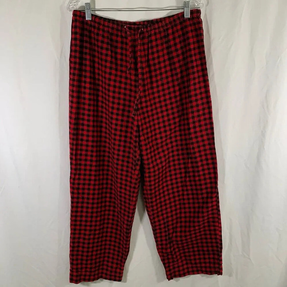 LL Bean Pajama pants Women's Large Red Plaid Drawstring Pull On No Pockets - Picture 1 of 8